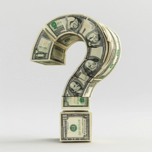 a question mark made of money